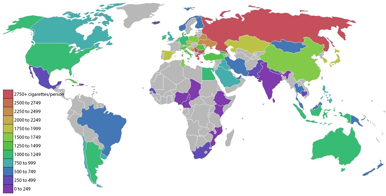 Top 10 Countries that smoke the most